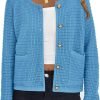 Womens Open Front Button Down Long Saonta Pockets Chunky Knit Cardigan Sweaters
