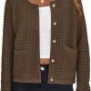 Womens Open Front Button Down Long Saonta Pockets Chunky Knit Cardigan Sweaters