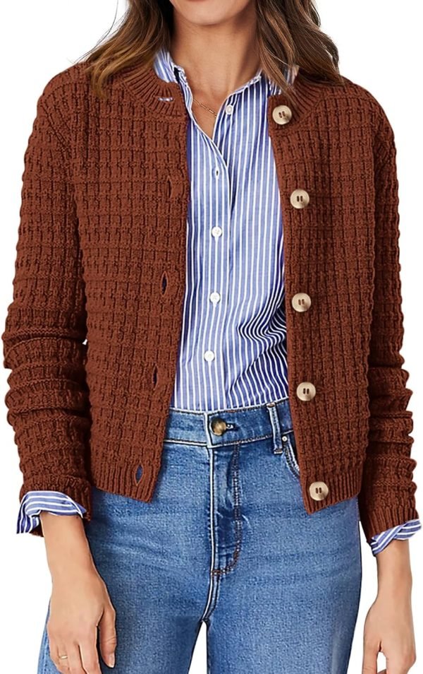 Womens Knit Cardigan Long Saonta Open Front Button Down Jacket