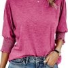 Women's 2024 Fashion Tops 3/4 Saonta T-Shirts Cute Crewneck Basic Business Tees Blouses