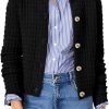 Womens Knit Cardigan Long Saonta Open Front Button Down Jacket
