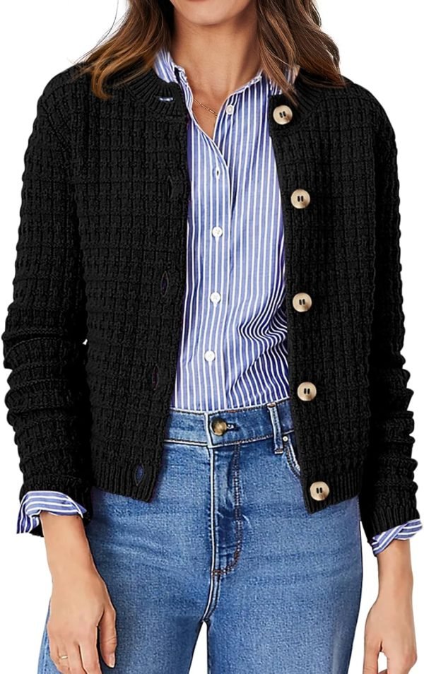 Womens Knit Cardigan Long Saonta Open Front Button Down Jacket