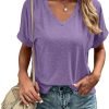 Women's Tshirts V Neck Short Saonta Summer Tops Casual Basic Tee Shirts