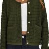 Womens Open Front Button Down Long Saonta Pockets Chunky Knit Cardigan Sweaters