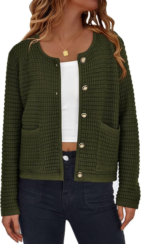 Womens Open Front Button Down Long Saonta Pockets Chunky Knit Cardigan Sweaters