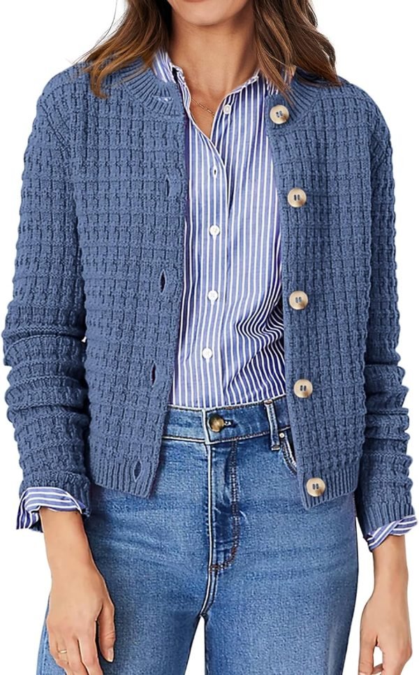 Womens Knit Cardigan Long Saonta Open Front Button Down Jacket