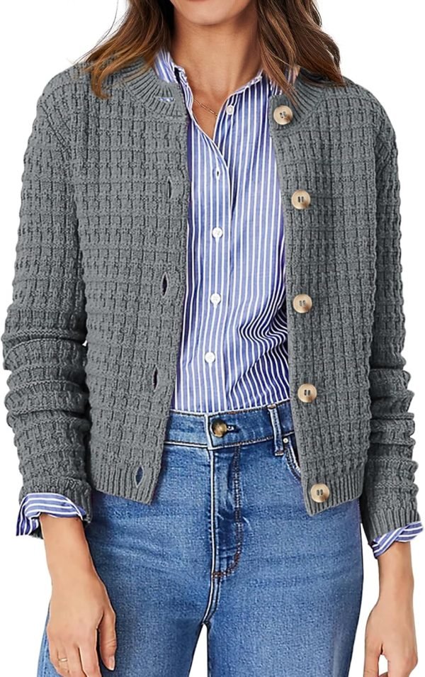 Womens Knit Cardigan Long Saonta Open Front Button Down Jacket