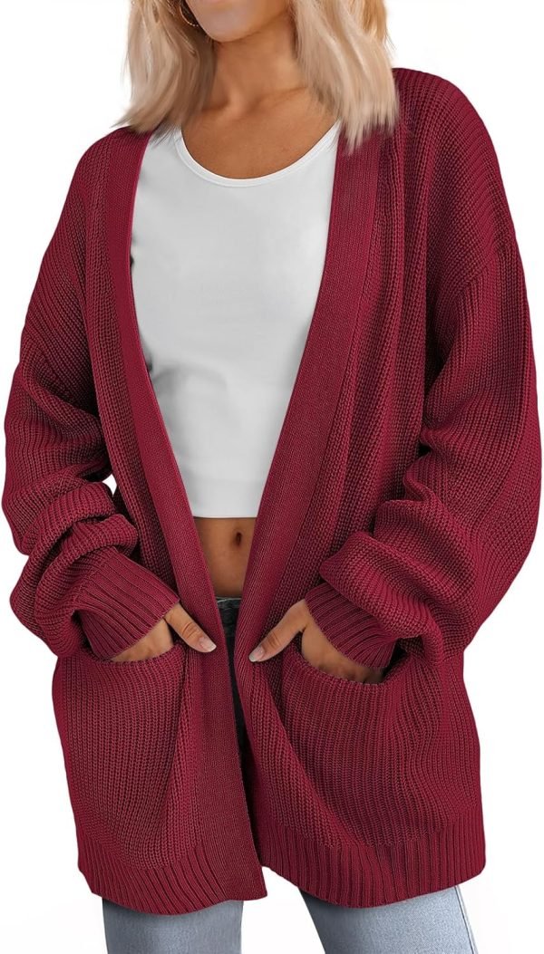 Womens Oversized Cardigans Soft Knit Cardigan Sweater with Pockets