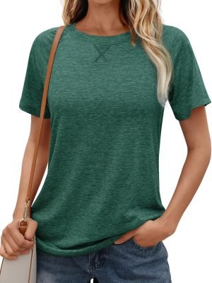 T Shirts Short Saonta Crewneck Tees for Women Trendy Lightweight Soft Casual Summer Tops Clothes 2024