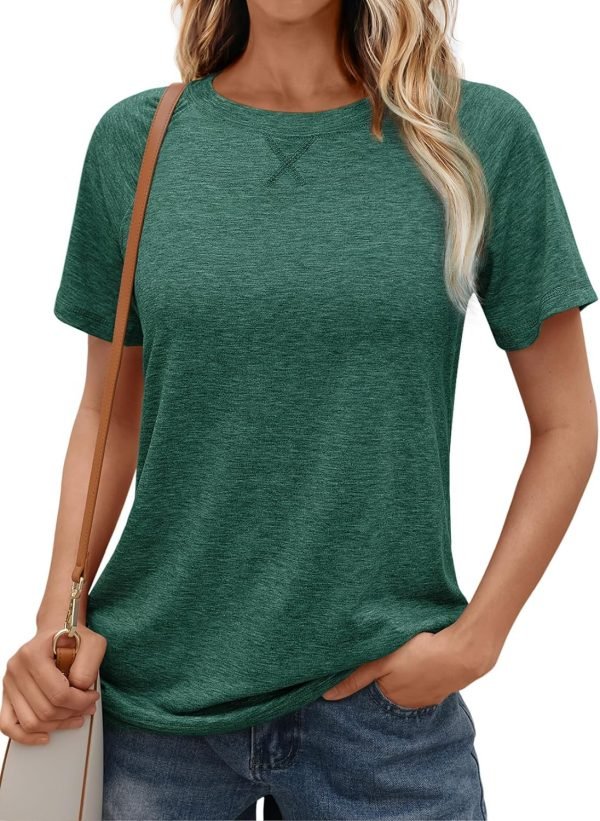 T Shirts Short Saonta Crewneck Tees for Women Trendy Lightweight Soft Casual Summer Tops Clothes 2024