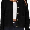 Womens Open Front Button Down Long Saonta Pockets Chunky Knit Cardigan Sweaters