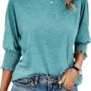 Women's 2024 Fashion Tops 3/4 Saonta T-Shirts Cute Crewneck Basic Business Tees Blouses