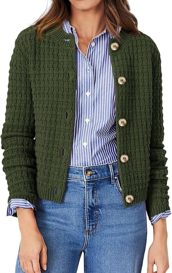 Womens Knit Cardigan Long Saonta Open Front Button Down Jacket