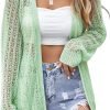Women's Crochet Cardigan Sweater Long Saonta Open Front Lightweight Boho Cover Up Summer Knit Cardigans