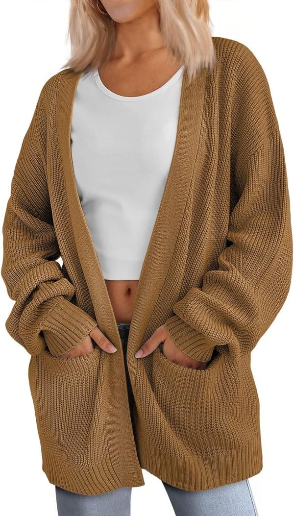 Womens Oversized Cardigans Soft Knit Cardigan Sweater with Pockets