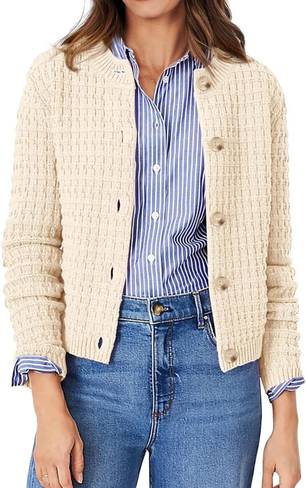 Womens Knit Cardigan Long Saonta Open Front Button Down Jacket