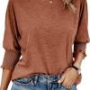 Women's 2024 Fashion Tops 3/4 Saonta T-Shirts Cute Crewneck Basic Business Tees Blouses