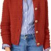 Womens Knit Cardigan Long Saonta Open Front Button Down Jacket