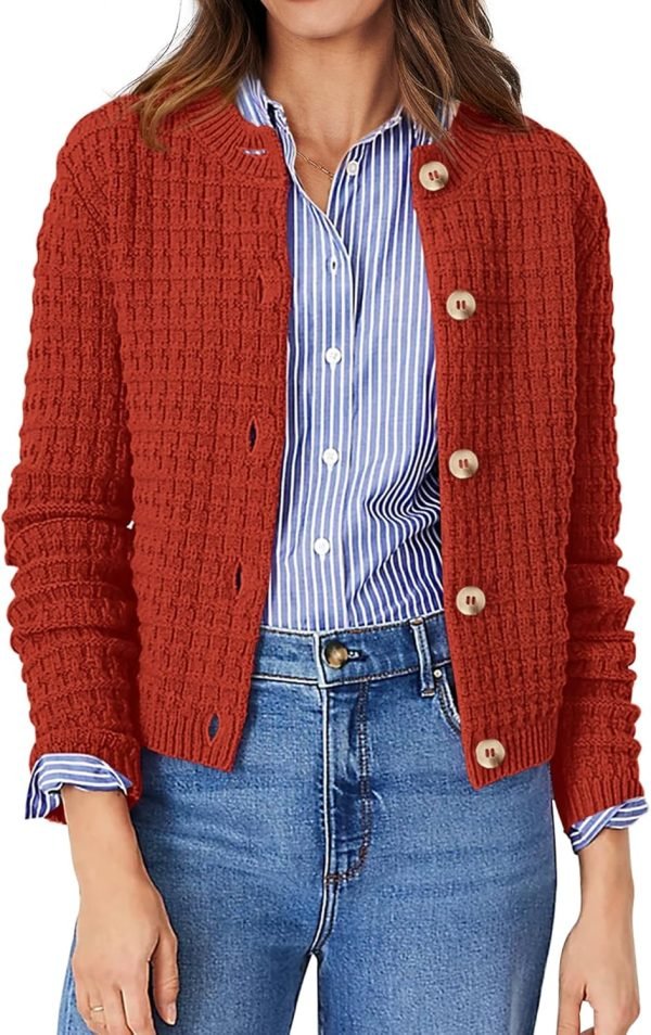 Womens Knit Cardigan Long Saonta Open Front Button Down Jacket