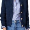 Womens Knit Cardigan Long Saonta Open Front Button Down Jacket