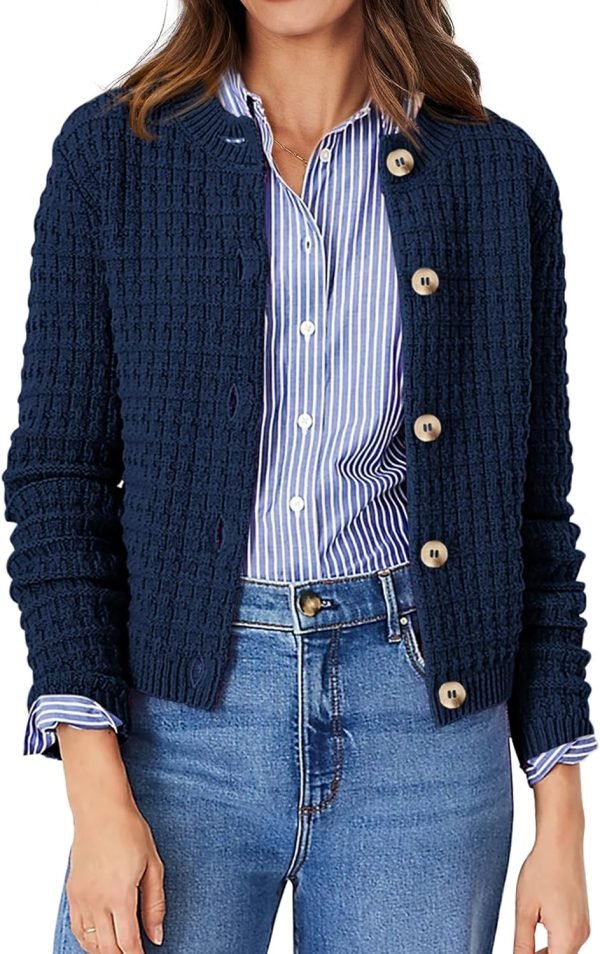Womens Knit Cardigan Long Saonta Open Front Button Down Jacket