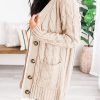 Womens Open Front Cardigan Fashion Button Down Cable Knit Chunky Outwear Coats