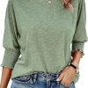 Women's 2024 Fashion Tops 3/4 Saonta T-Shirts Cute Crewneck Basic Business Tees Blouses