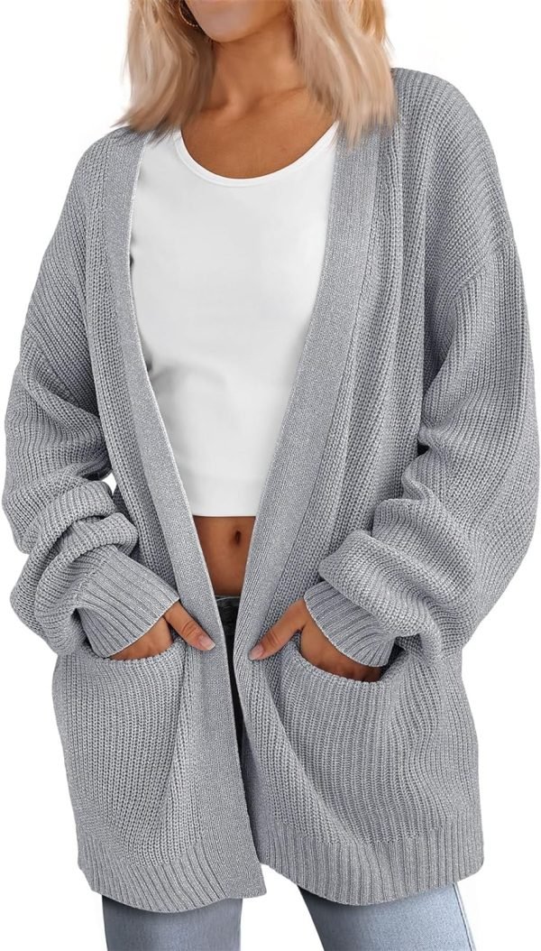 Womens Oversized Cardigans Soft Knit Cardigan Sweater with Pockets