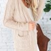 Womens Open Front Cardigan Fashion Button Down Cable Knit Chunky Outwear Coats