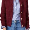 Womens Knit Cardigan Long Saonta Open Front Button Down Jacket