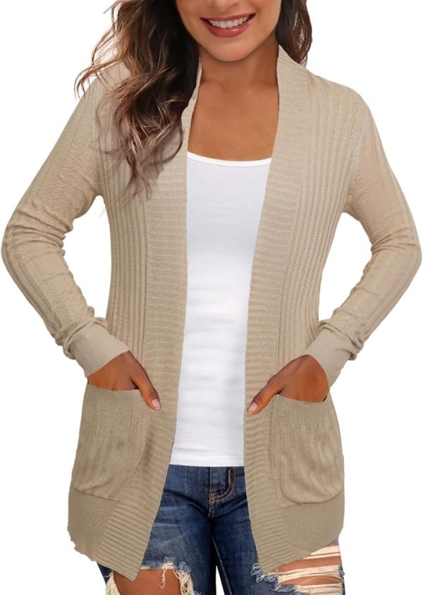 Women's Cardigans with Pockets Casual Lightweight Open Front Cardigan Sweaters for Women (S-2XL)