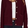 Womens Open Front Button Down Long Saonta Pockets Chunky Knit Cardigan Sweaters