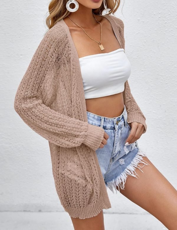 Women's Crochet Cardigan Sweater Long Saonta Open Front Lightweight Boho Cover Up Summer Knit Cardigans