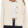 Womens Open Front Button Down Long Saonta Pockets Chunky Knit Cardigan Sweaters