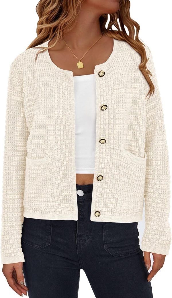 Womens Open Front Button Down Long Saonta Pockets Chunky Knit Cardigan Sweaters