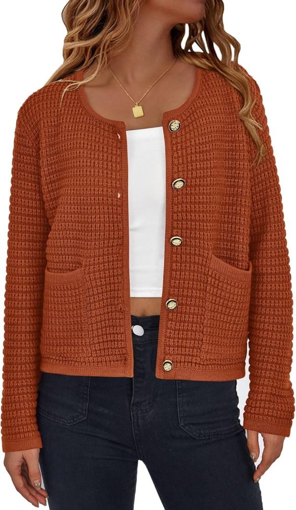 Womens Open Front Button Down Long Saonta Pockets Chunky Knit Cardigan Sweaters