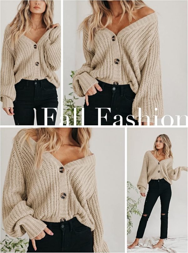 Womens Open Front Long Saonta Button Chunky Knit Cardigan Sweater