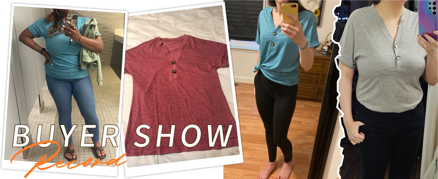 V Neck T Shirt Buttons Tops Long Saonta Tee Solid Color Blouse Loose Fit Tshirts Fall Tunic