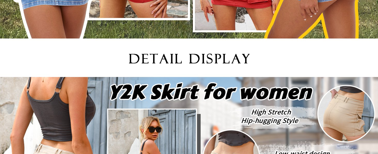 Saonta Denim Skirt for Women Y2K