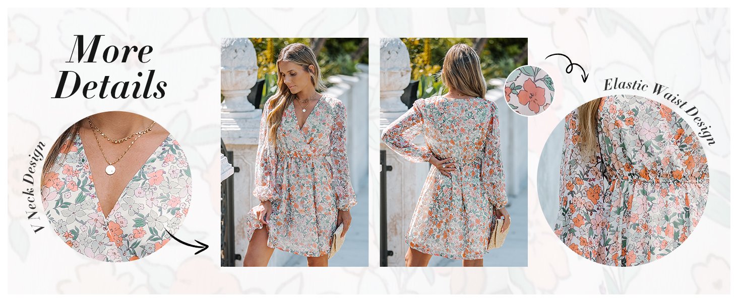 orange ditsy floral print mini dress