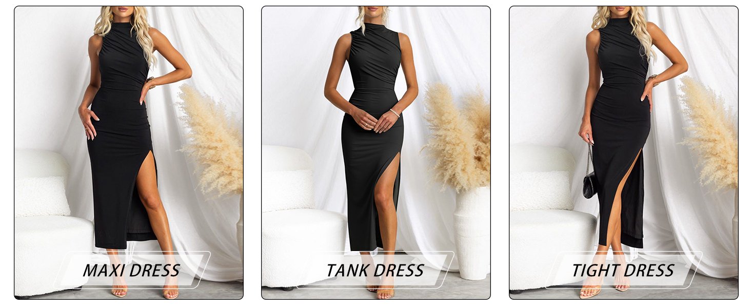 black mock neck dress