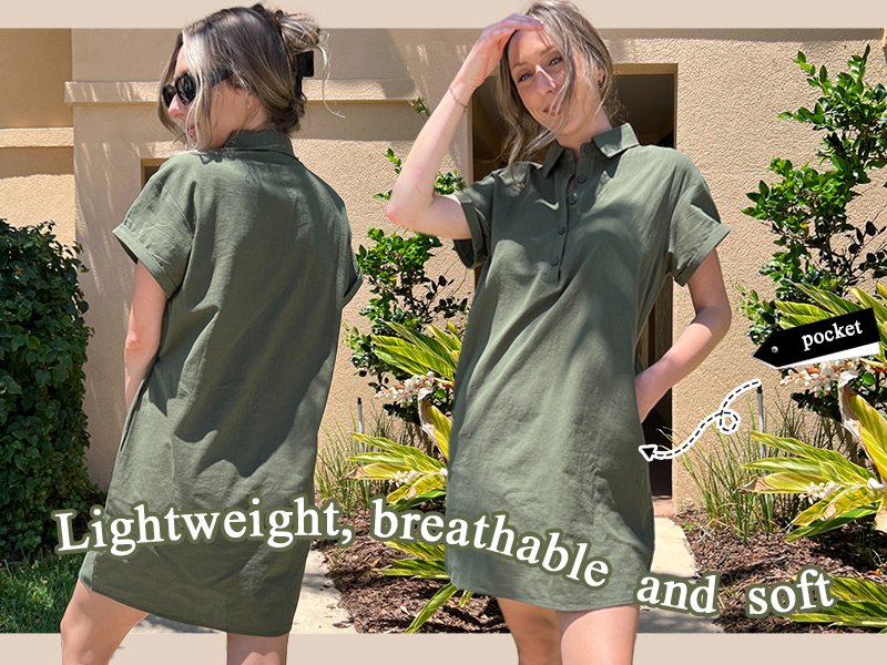 casual dresses for women 2023 trendy button down dress shift dress cotton dresses with pockets