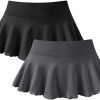 Saonta  Women 2 Piece Mini Skirts 2 in 1 Flowy Sexy Basic Stretchy Flared Casual Skirts