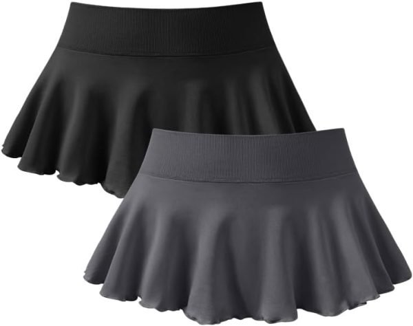 Saonta  Women 2 Piece Mini Skirts 2 in 1 Flowy Sexy Basic Stretchy Flared Casual Skirts