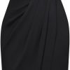 Saonta  KARIN Women's Halterneck Sleeveless Ruched Bodycon Slit Wrap Party Cocktail Midi Dress