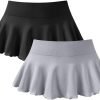 Saonta  Women 2 Piece Mini Skirts 2 in 1 Flowy Sexy Basic Stretchy Flared Casual Skirts