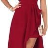 Saonta  Womens One Shoulder Sleeveless Ruffle Empire Waist Asymmetrical High-Low Bodycon Formal Wedding Guest Midi Dresses