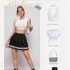 Saonta  Womens Pleated Skirt School Uniform Skirt Mini Skirt Pleated Cheer Skirt
