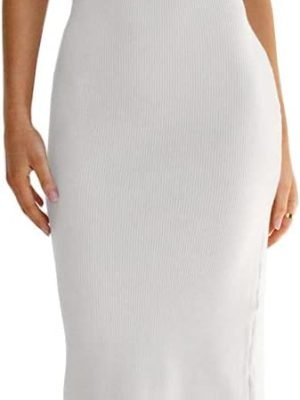 41Bz9U1hPVL._AC_SL1200 Saonta Knitted Dresses Twisted Front Bodycon Dress with Back Slit