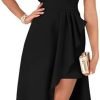 Saonta  Womens One Shoulder Sleeveless Ruffle Empire Waist Asymmetrical High-Low Bodycon Formal Wedding Guest Midi Dresses